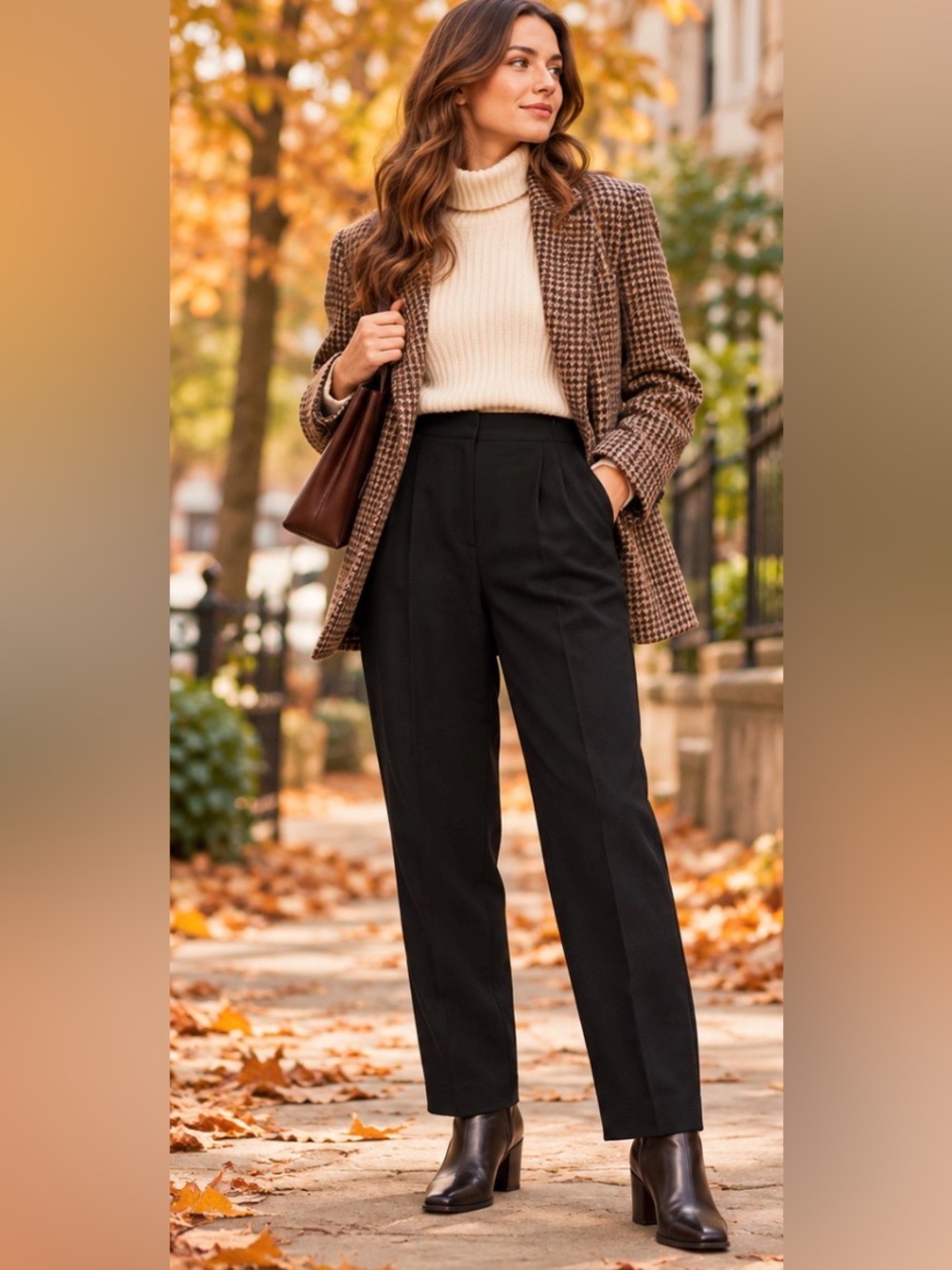 Vintage Amanda Smith 100% Pure Wool Black High Rise Trousers Size 12
